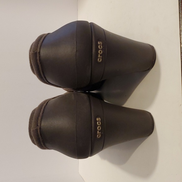 Crocs Ginger Mary Jane Wedge Heels Slip On In Brown Size 10 - Picture 4 of 12